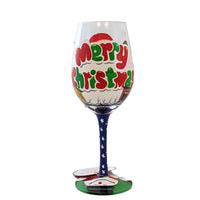 (60238) Enesco Go Big This Christmas, 9.00 Inch, Hand Painted Wine Glass 6013107