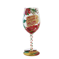 (60239) Lolita Glassware Merry Christmas Mom, 9.00 Inch, Hand Painted Wine Glass 6013105