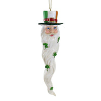 (60258) Kurt S. Adler Irish Long Beard Santa Head, 6.00 Inch, Shamrock Irish Flag Festive E0676