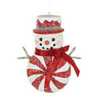 (60284) Bethany Lowe Red Peppermint Snowman Ornament, 3.50 Inch, Christmas Carrot Nose Tf2287