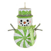 (60287) Bethany Lowe Green Peppermint Snowman Ornament, 3.50 Inch, Christmas Carrot Nose Tf2284