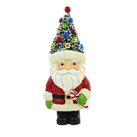 (60293) Bethany Lowe Retro Santa With Candy Cane, 6.50 Inch, Christmas Figurine Bottle Brush Tree Tl2370