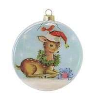 (60308) Bethany Lowe Brights Christmas Deer Glass Disk, 4.00 Inch, Christmas Cardinal Wreath Lc2454