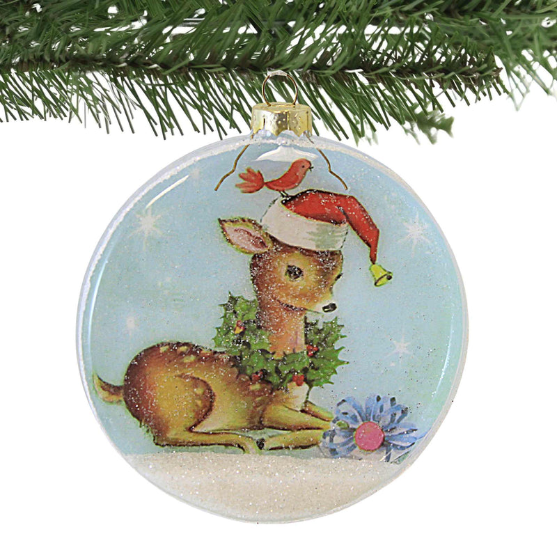 Bethany Lowe Brights Christmas Deer Glass Disk - - SBKGifts.com