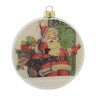 (60309) Bethany Lowe Santa Glass Disk Ornament, 4.00 Inch, Christmas Claus Delivery Snow Lc2486