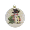 (60310) Bethany Lowe Snowman Glass Disk Ornament, 4.00 Inch, Christmas Candy Cane Top Hat Lc2484