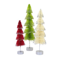 (60313) Bethany Lowe Christmas Layered Bottle Brush Trees, 9.00 Inch, Twisted Wire Trunk Lc2447