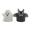 (60315) Transpac Bat/Ghost Salt And Pepper Set, 2.75 Inch, Halloween Spooky Fangs Th00809