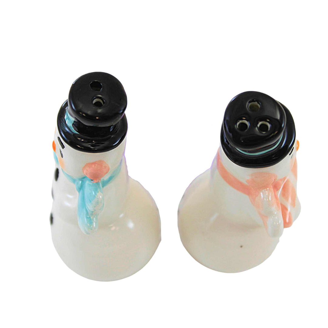 Transpac White & Pastel Pink Retro Snowman Salt & Pepper Shakers One-Size