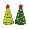 (60331) Transpac Christmas Tree Salt And Pepper Shakers, 3.00 Inch, Red Star Seasoning Modern Tc01944