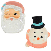 (60364) Transpac Retro-Looking Santa/Snowman Spoon Rest, 1.00 Inch, Christmas Winking Top Hat Tc01979