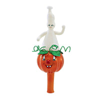 (60434) Santa Land Gourdy & Boo, 10.50 Inch, Halloween Tree Topper Ghost Pumpkin 23D2010