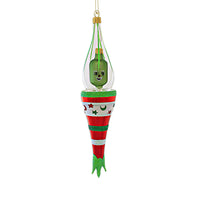 (60435) De Carlini Italian Ornaments Outer Space Bound, 3.75 Inch, Spaceship Holiday Sbk Exclusive Vn936 Red