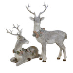 10.00 Inch Stags With Neck Wreaths Christmas Winter Pinecones A73289 (60534)