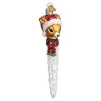 (60542) Old World Christmas Reindeer Icicle, 6.00 Inch, Ornament Santa Hat 12677