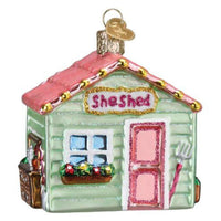 (60545) Old World Christmas She Shed, 3.25 Inch, Ornament Flowers Rake Wine 20139