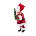 De Carlini Italian Ornaments Standing Santa With Tree & Candy Cane - - SBKGifts.com