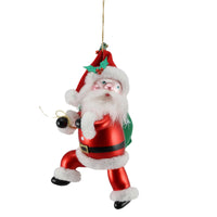 (60588) De Carlini Italian Ornaments High Stepping Santa With Sack, 7.00 Inch, Mgd Ornament Free-Blown Mgd002