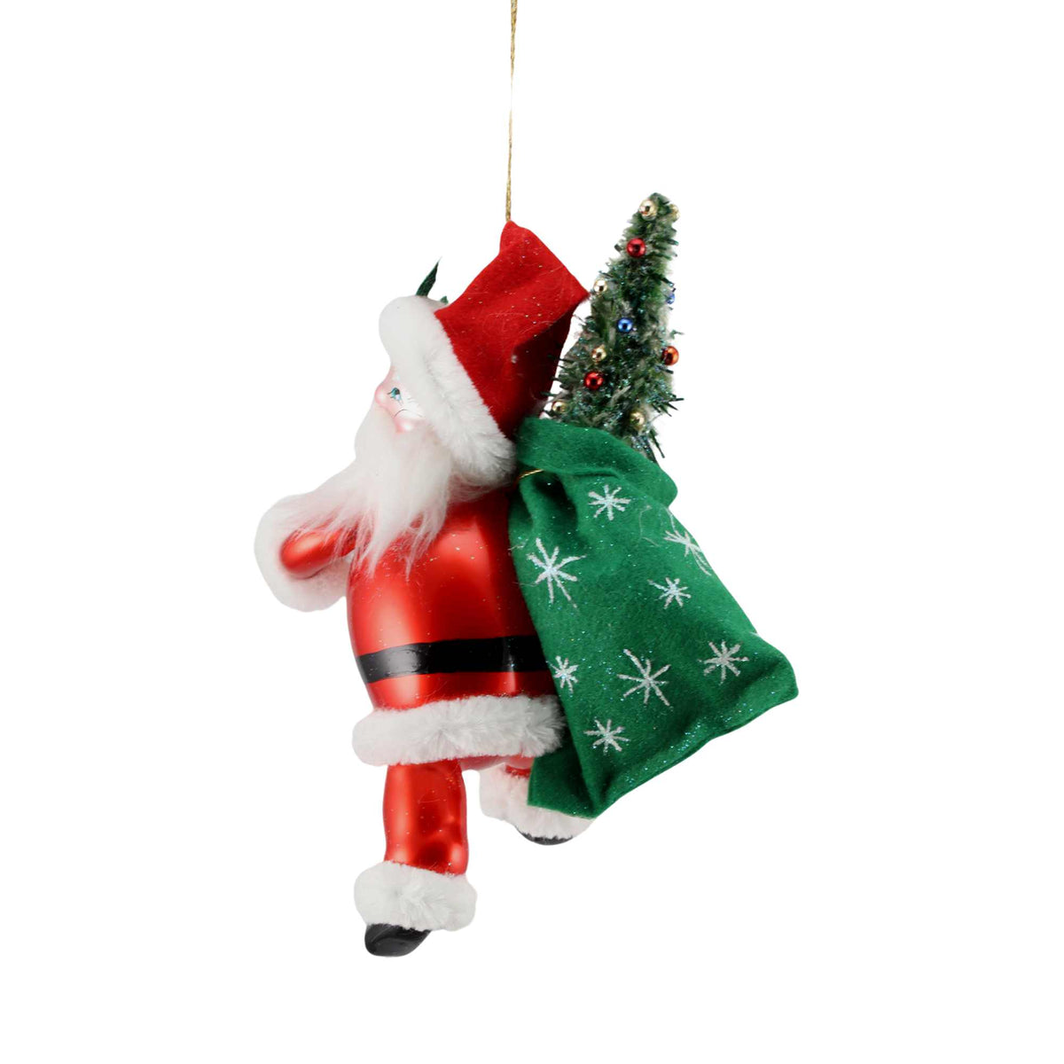 De Carlini Italian Ornaments High Stepping Santa With Sack - - SBKGifts.com