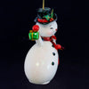 De Carlini Italian Ornaments Snowman With Gift & Candy Cane Sit Around - - SBKGifts.com