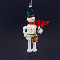 (60592) De Carlini Italian Ornaments Drumming Snowman, 8.25 Inch, Mgd Ornament Free-Blown Mgd006