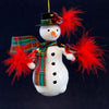 (60593) De Carlini Italian Ornaments Snowman With Red Cardinal Friends, 6.00 Inch, Mgd Ornament Free-Blown Mgd007