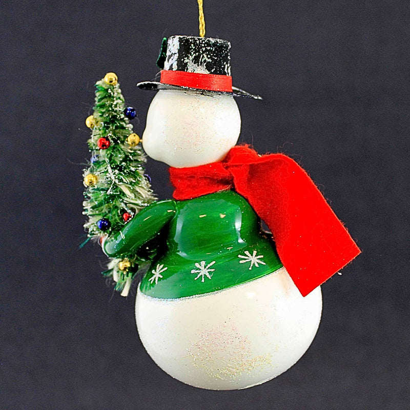 De Carlini Italian Ornaments Jolly Snowman With Christmas Tree - - SBKGifts.com