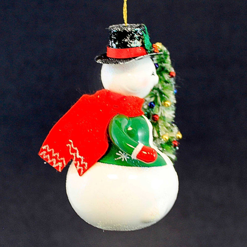 De Carlini Italian Ornaments Jolly Snowman With Christmas Tree - - SBKGifts.com