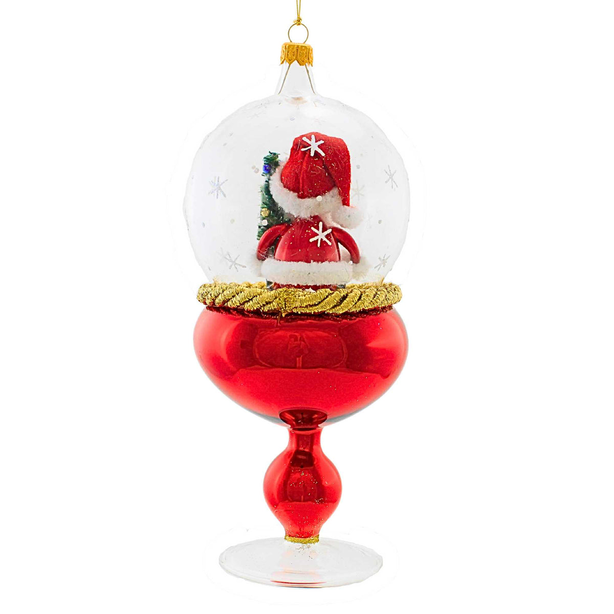 De Carlini Italian Ornaments Sitting Santa Dome Tabletop Pedestal - - SBKGifts.com