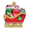 (60601) Old World Christmas M&M's In Sleigh, 4.00 Inch, Chocolate Candies Santa Hat 32606