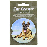 (60605) E & S Imports German Shepherd Car Coaster, 2.50 Inch, Super Absorbent 23375