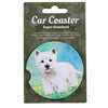 (60609) E & S Imports Westie Car Coaster, 2.50 Inch, Super Absorbent 23345