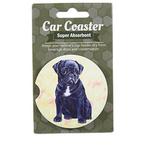 (60613) E & S Imports Pug Car Coaster, 2.50 Inch, Super Absorbent 23332