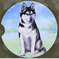 E & S Imports Siberian Husky Car Coaster - - SBKGifts.com