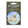 (60619) E & S Imports Yellow Labrador Car Coaster, 2.50 Inch, Super Absorbent 23320