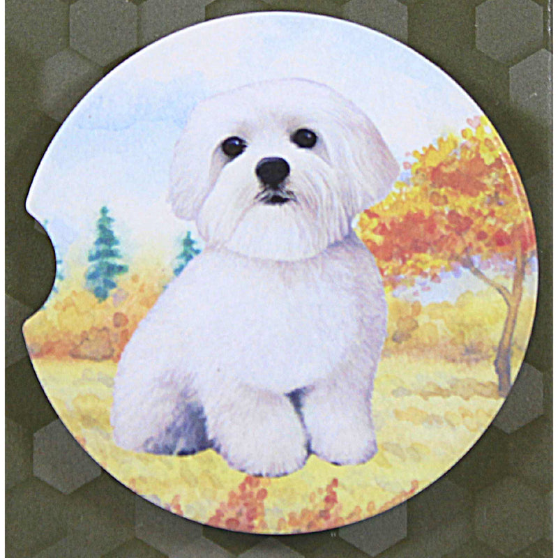 E & S Imports Maltese Car Coaster - - SBKGifts.com