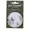 (60625) E & S Imports Bichon Frise Car Coaster, 2.50 Inch, Super Absorbent 2334