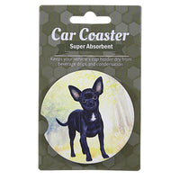 (60628) E & S Imports Chihuahua (Black) Car Coaster, 2.50 Inch, Super Absorbent 23311