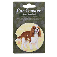 (60636) E & S Imports Cavalier King Charles (Tan)Car Coaster, 2.50 Inch, Super Absorbent 23318