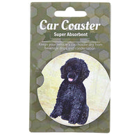 (60637) E & S Imports Poodle (Black) Car Coaster, 2.50 Inch, Super Absorbent 23329