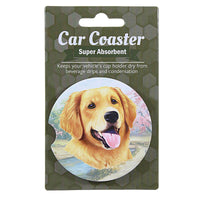 (60638) E & S Imports Golden Retriever Car Coaster, 2.50 Inch, Super Absorbent 23315