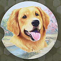 E & S Imports Golden Retriever Car Coaster - - SBKGifts.com