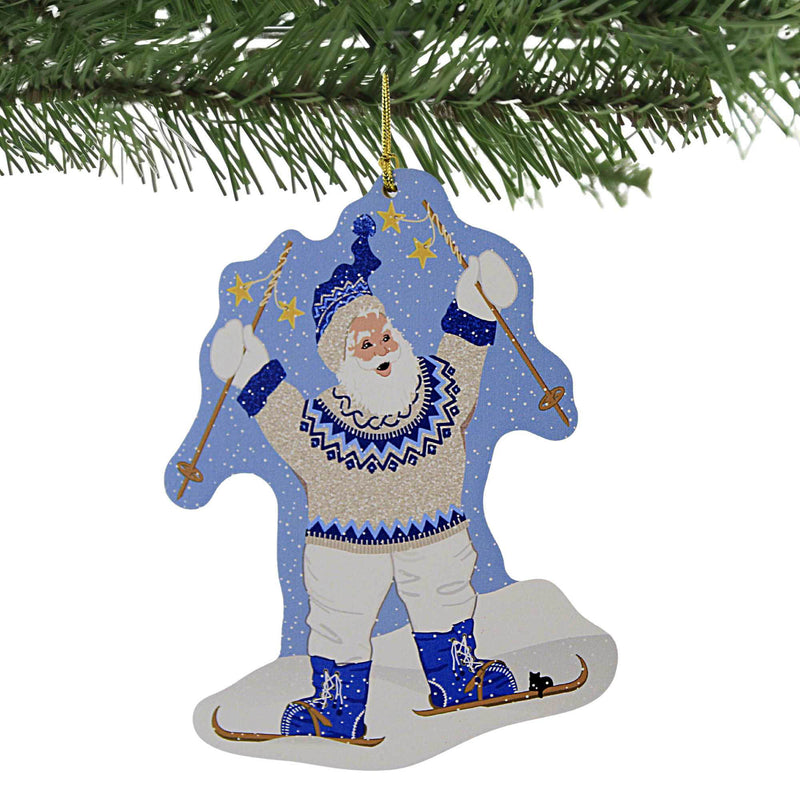 Cat's Meow Village Skiing Santa Ornament - - SBKGifts.com