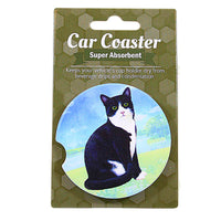 (60646) E & S Imports Sitting Black Cat Car Coaster, 2.50 Inch, Super Absorbent 2345