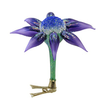 (60733) Morawski Purple Pedal And Blue Center Clip On Flower, 5.00 Inch, Clip On Ornament Floral Spring 10226