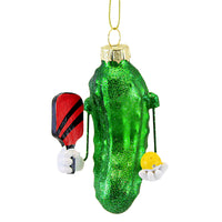 (60749) Kurt S. Adler Pickleball Cucumber, 3.00 Inch, Ornament Paddle Ball Glitter J8828