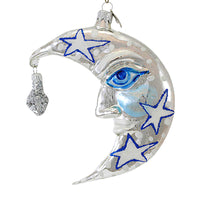 (60764) Morawski Silver & Blue Man In The Moon 2 Pc, 5.50 Inch, Ornament  Crescent Star 19761