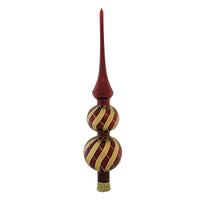 (60803) Sbk Gifts Holiday Cranberry With Gold Swirls Tree Topper, 15.00 Inch, Red Double Ball Finial Sbk231001