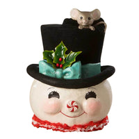 (60804) Bethany Lowe Jolly Snowman Top Hat Surprise, 13.50 Inch, Mouse Holly Peppermint Td2140