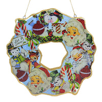 (60915) Abbott Vintage-Looking Santa Wreath, 11.00 Inch, Santa Snowmen Reindeer 37Nostalgia001